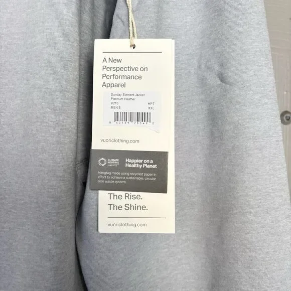 Vuori Men’s Sunday Element Jacket Platinum Heather Gray XXL V215 New w/tag $128 - Picture 4 of 4